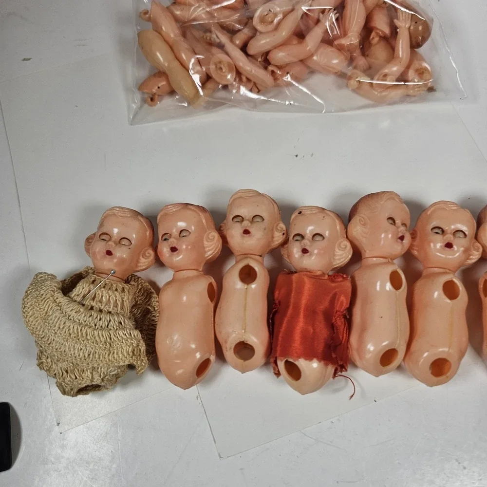Vintage Hard Plastic Jointed‎ Dollhouse Doll Made in Hong Kong - Sleepy Eyes Lot